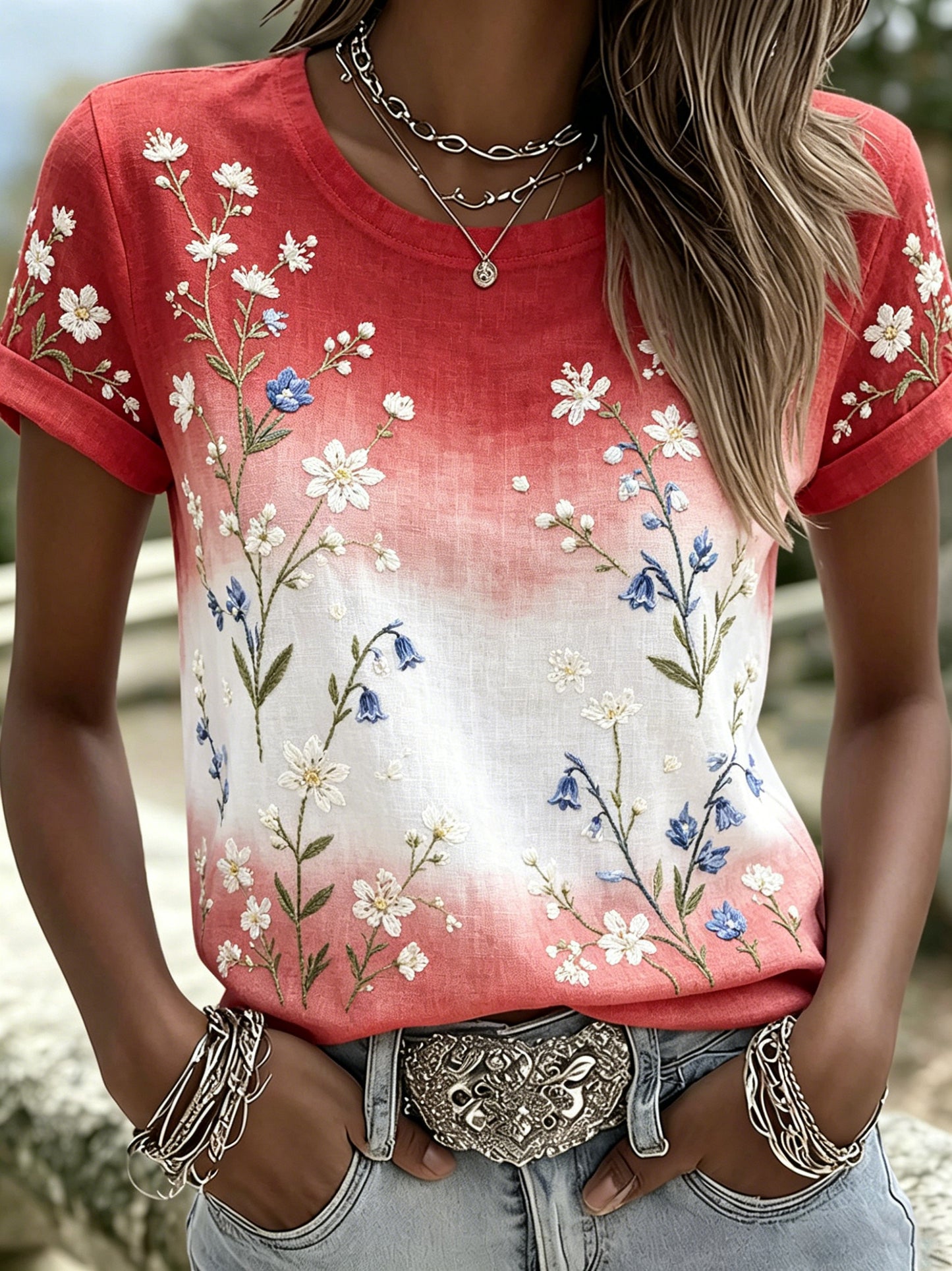 Women's Swiss Edelweiss Art Print Short-Sleeve T-Shirt