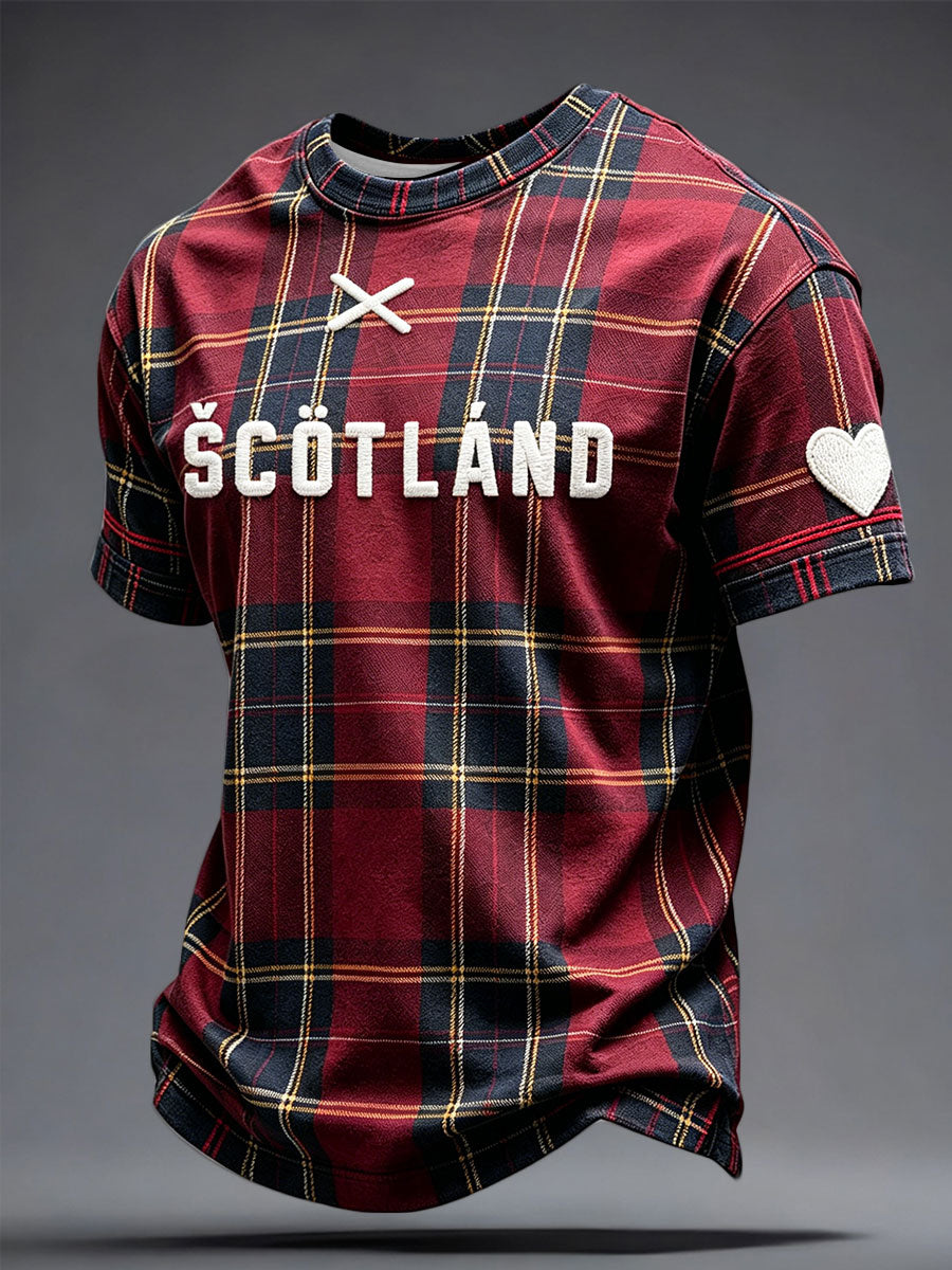 Men's Scotland Football Lover Heart Art Printed T-Shirt