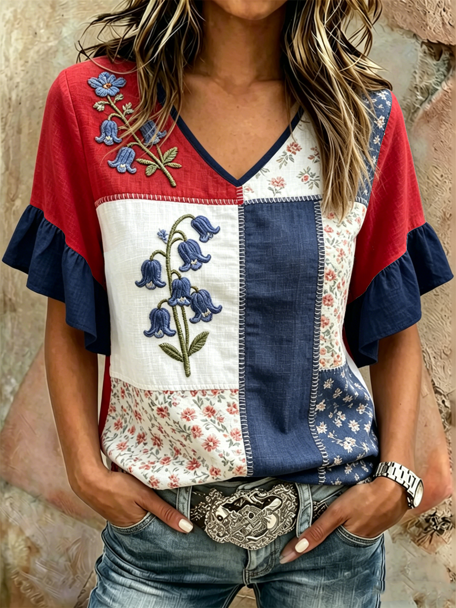Women's Bluebell Print short-sleeved T-shirt
