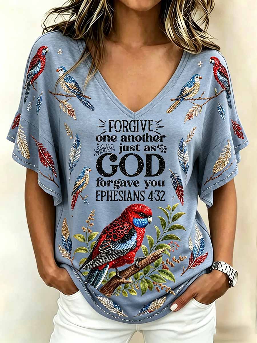 Women's Fashion Faith Pattern Print Casual T-Shirt