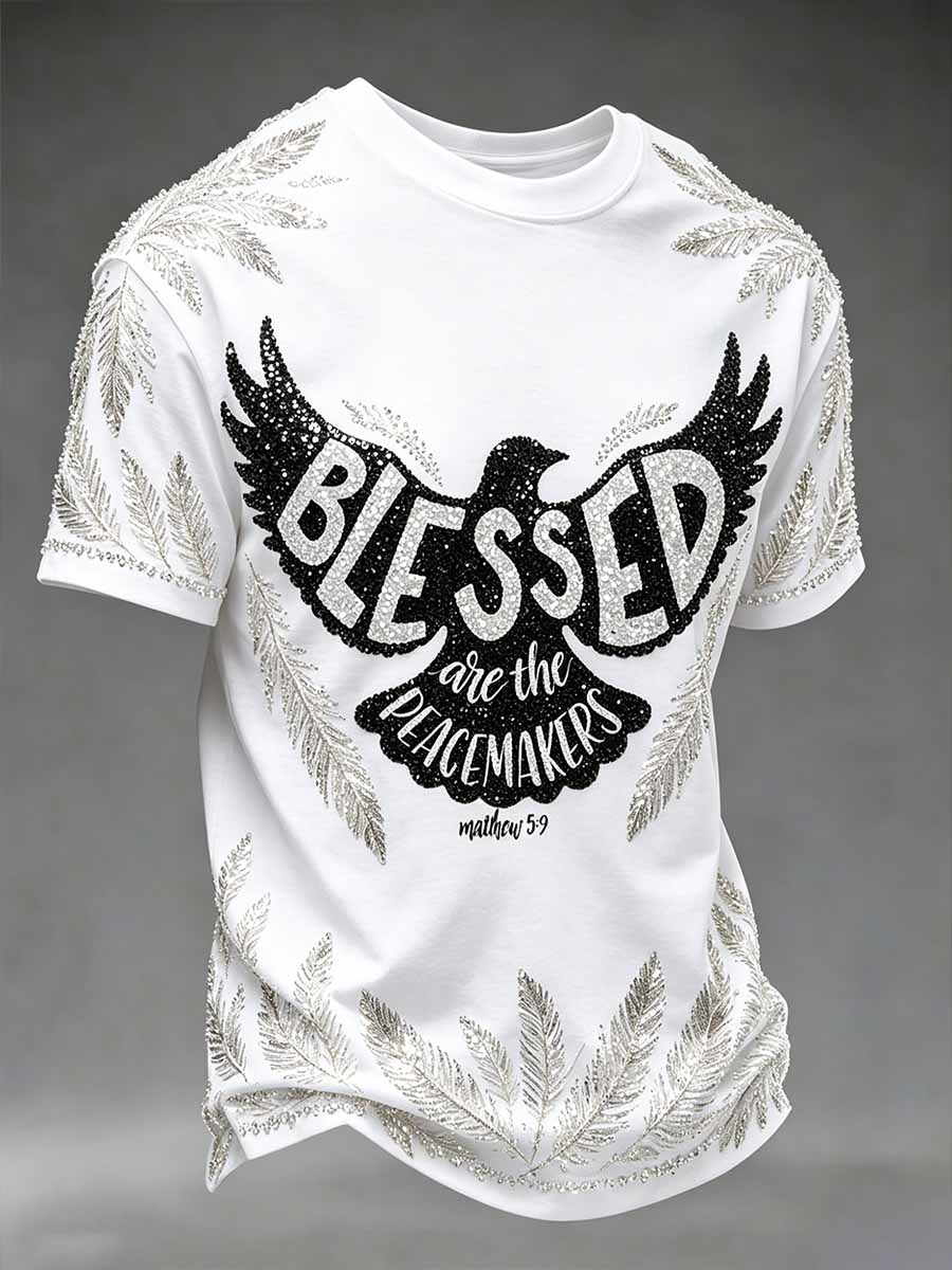 Men's Fashion Faith Pattern Print Casual T-Shirt