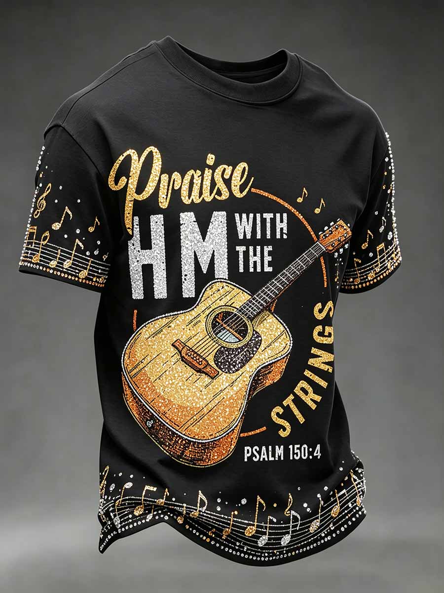 Men's Fashion Faith Pattern Print Casual T-Shirt