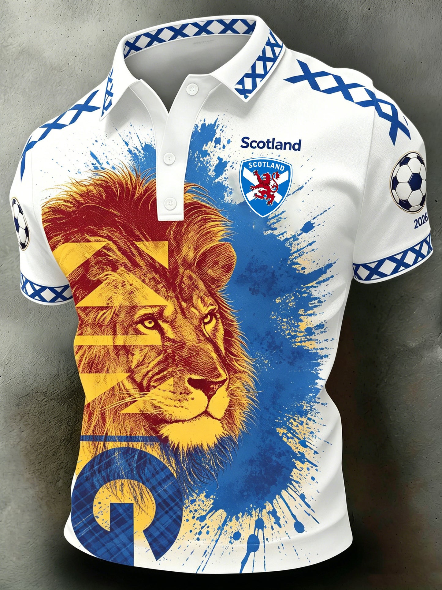 Men's Scottish Football Match Cheering Art Print Polo