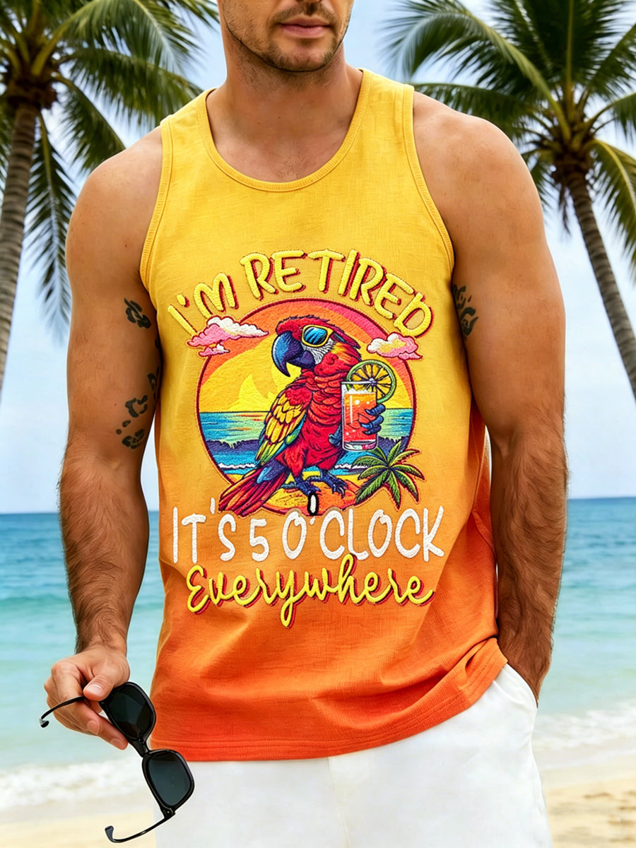 Men's Casual It's 5 O'Clock Everywhere Printed Tank Top