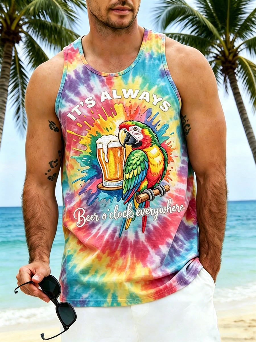 Men's Casual It's 5 O'Clock Everywhere Printed Tank Top
