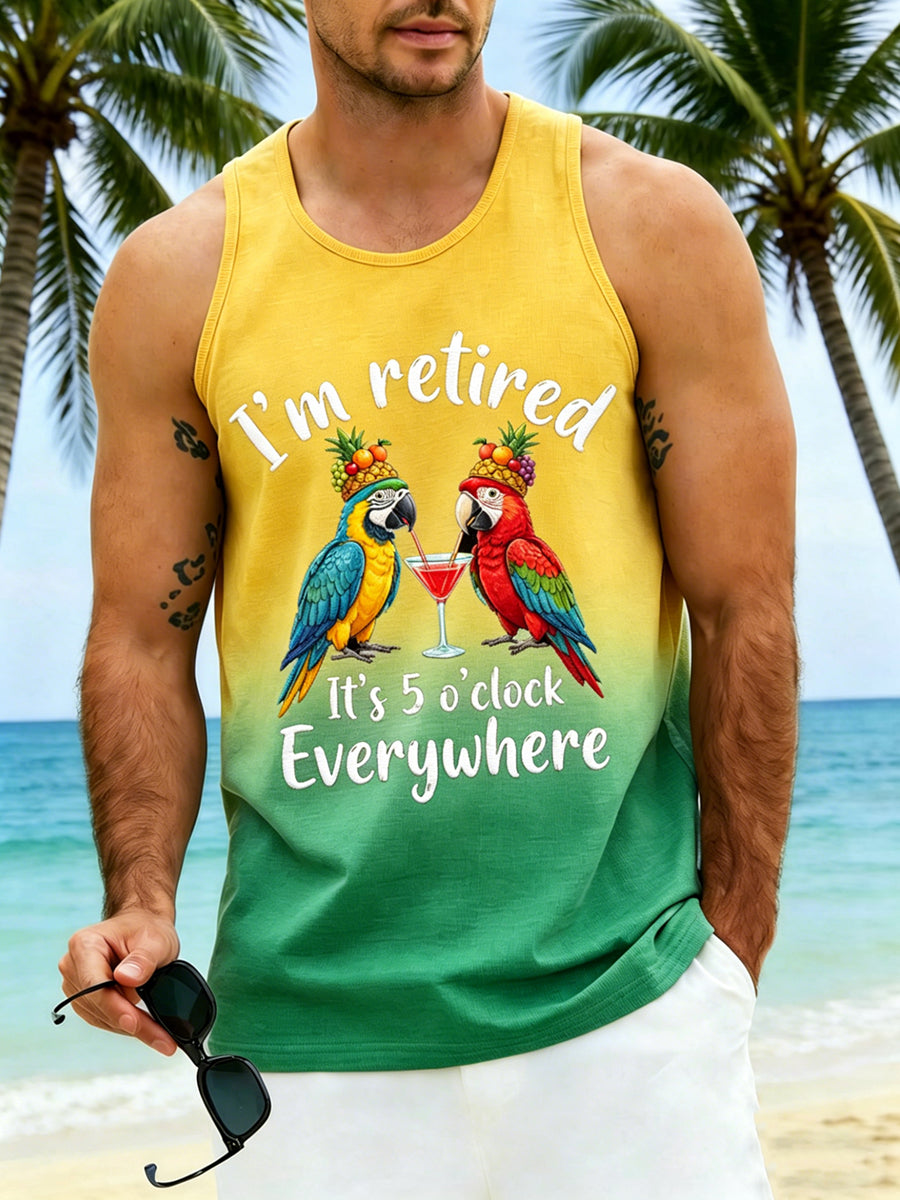 Men's Casual It's 5 O'Clock Everywhere Printed Tank Top