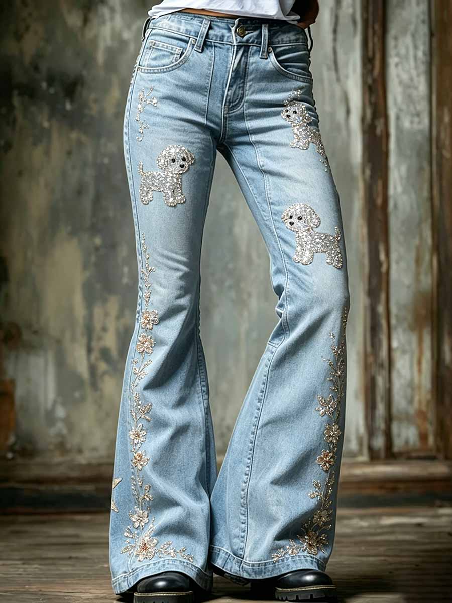 Women's Fashion Animal Print Casual Flared Pants