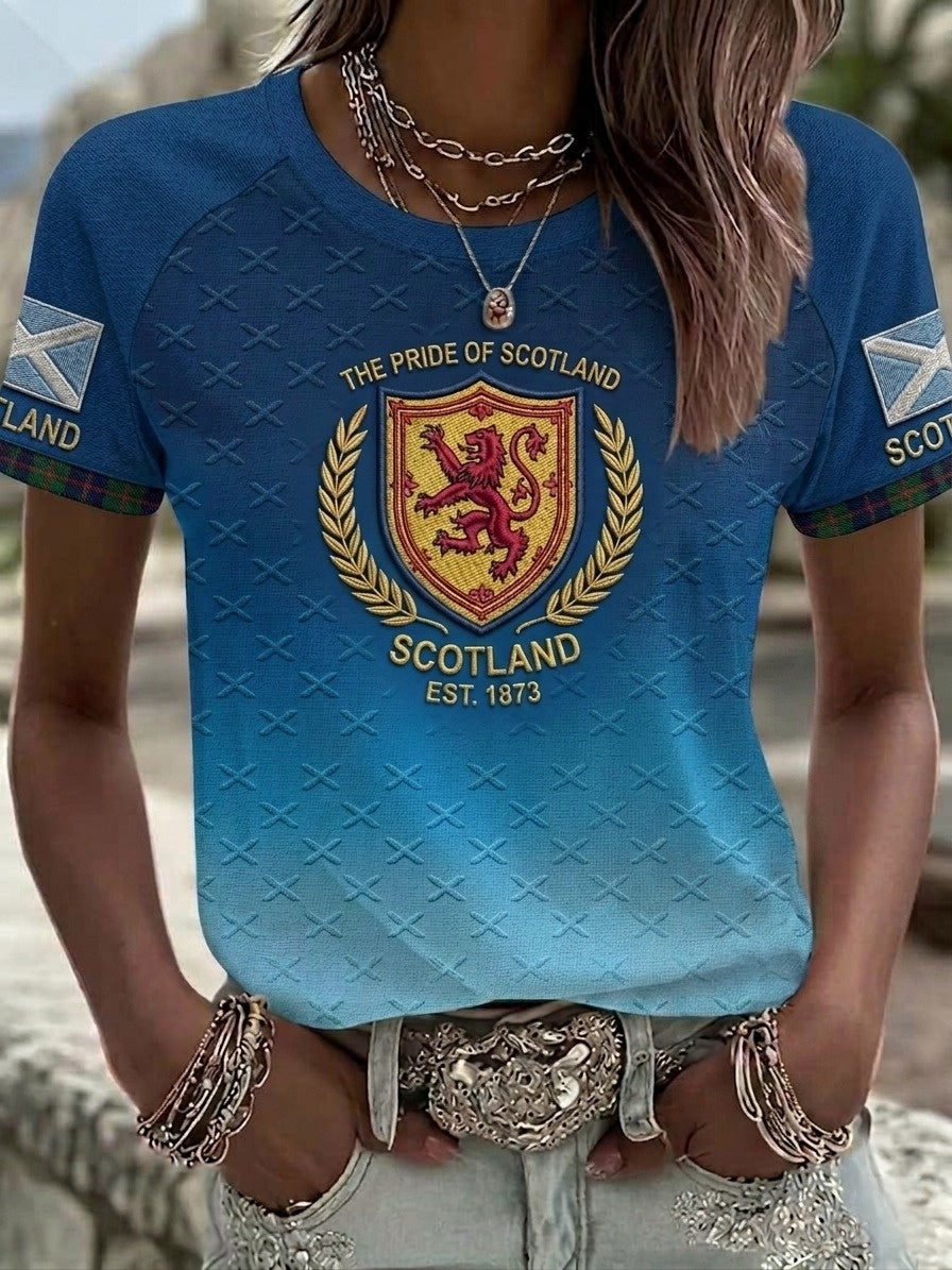 Women's UK Football Lover Scotland Printed round neck short sleeve T-shirt