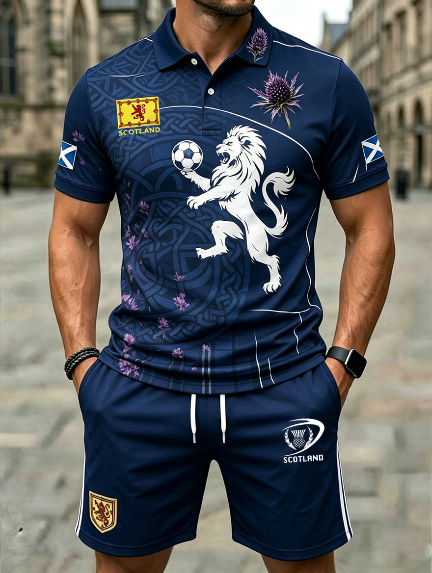 Men's Retro Scottish Football Fan Art Print Casual 2-Piece Set