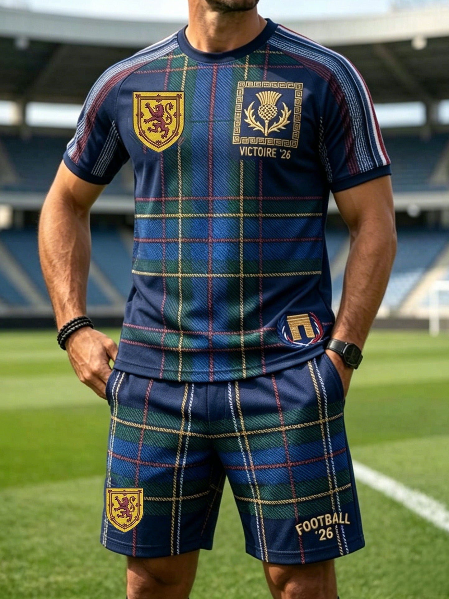 Men's Retro UK Scotland Football Lover 2026 Print Casual Set