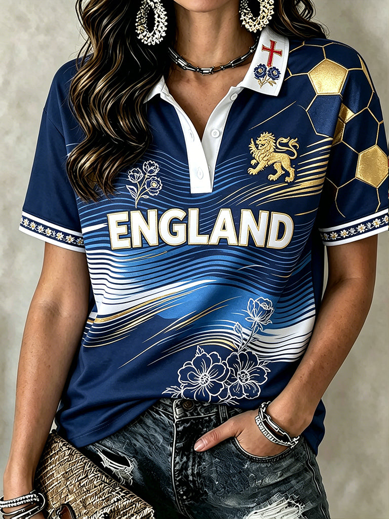 Women's England Football Polo T-Shirt