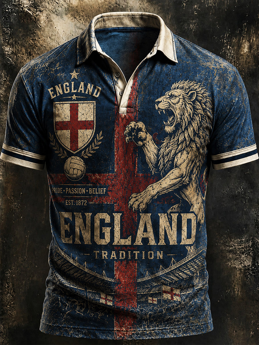 Retro England Football Fan Art Print Casual Jersey