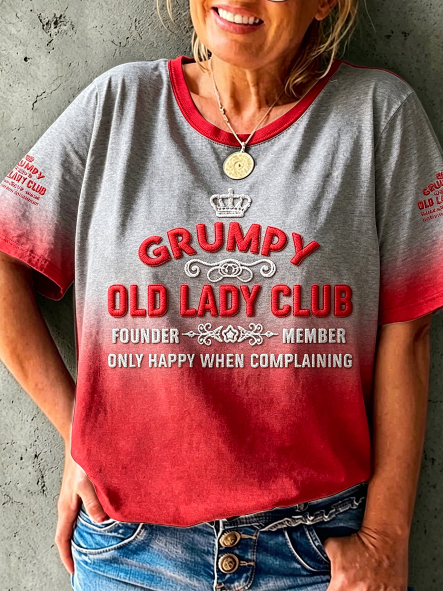 Women's Grumpy Old Woman Printed Vintage Fashion Loose Short Sleeve T-Shirt