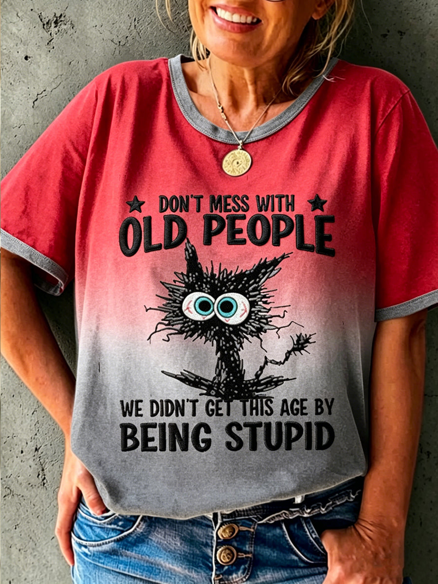 Women's Grumpy Old Woman Printed Vintage Fashion Loose Short Sleeve T-Shirt