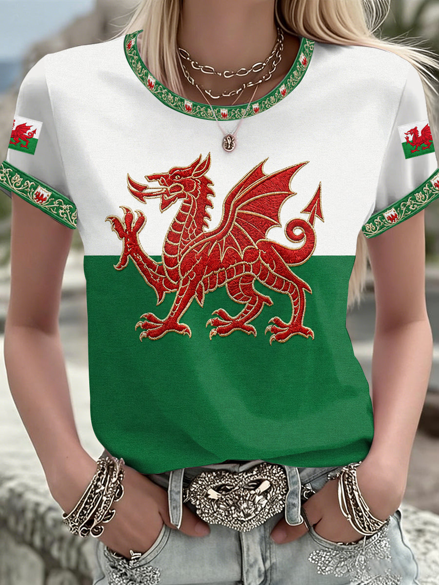 Women's Welsh Dragon Printed T-shirt