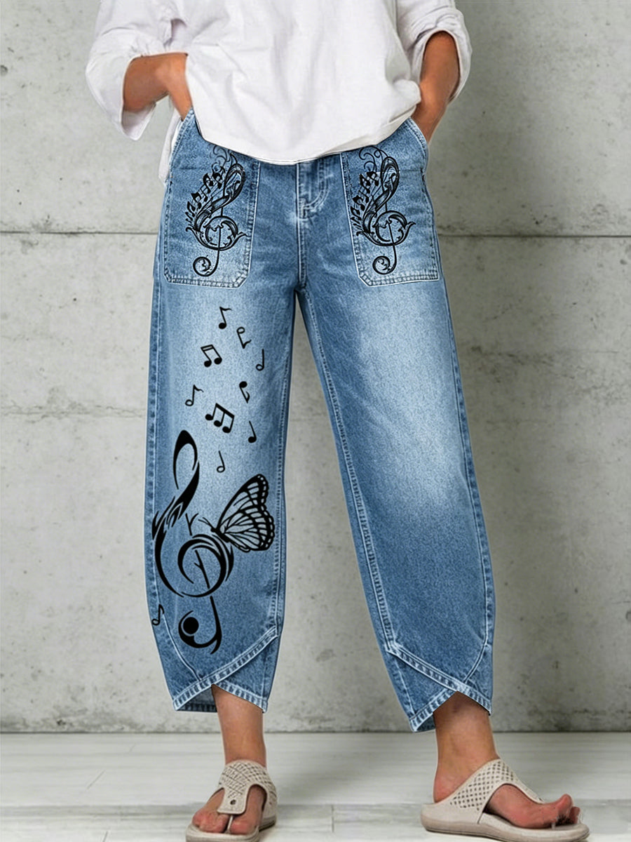 Women's Animal Butterfly Art Print Trousers
