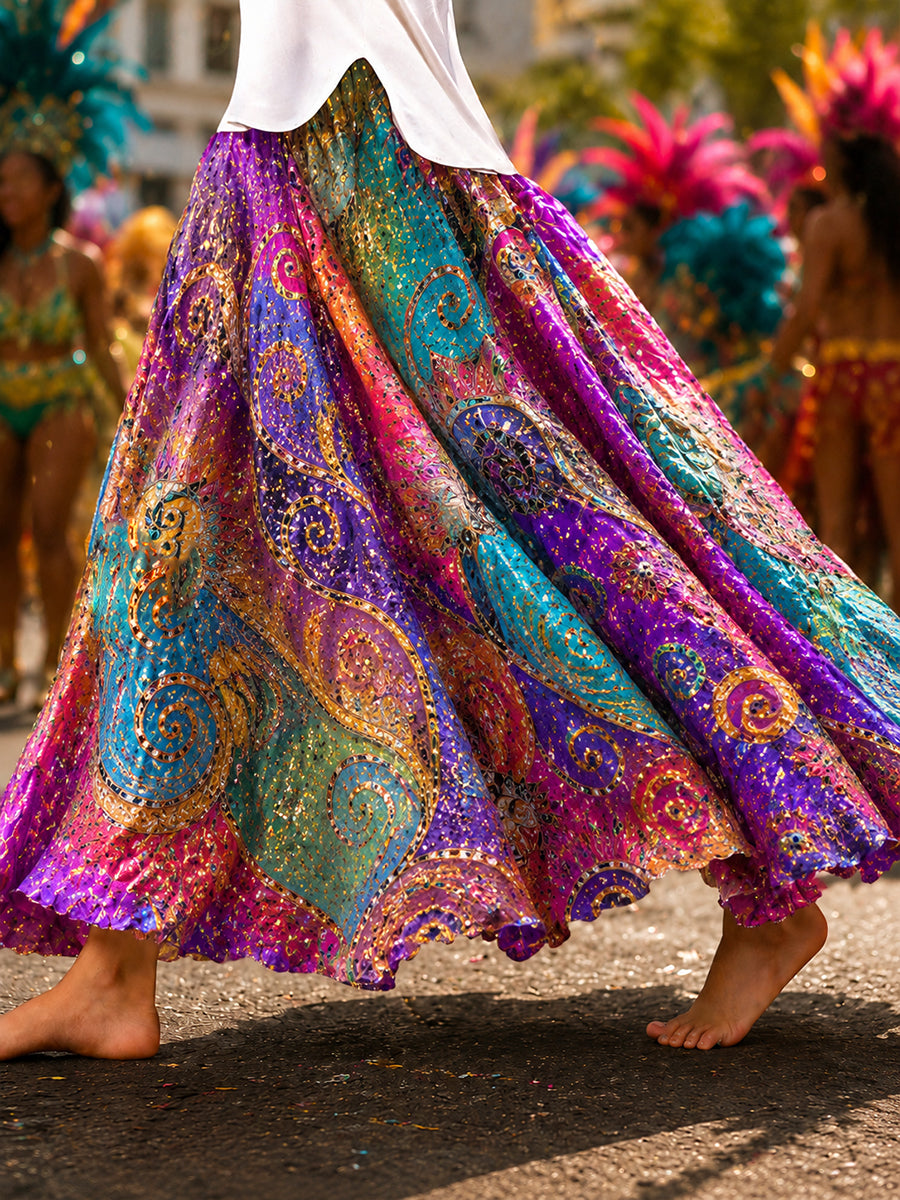 Women's 60th Anniversary Carnival Graphic Long Half Skirt