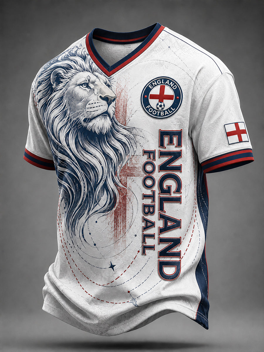 Retro England Football Fan Art Print Casual Jersey