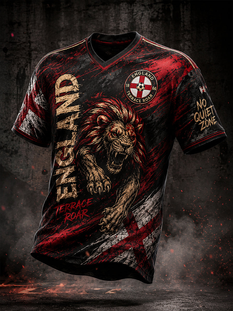Retro England Football Fan Art Print Casual Jersey