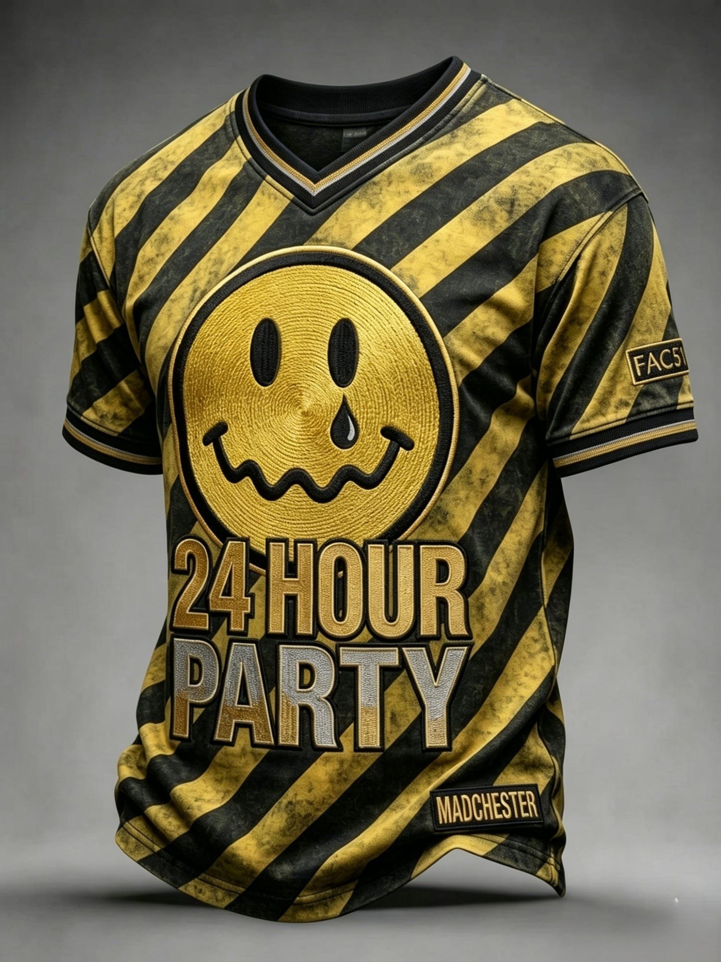Men's Vintage UK Madchester Acid Face & 24 Hour Party T-Shirt