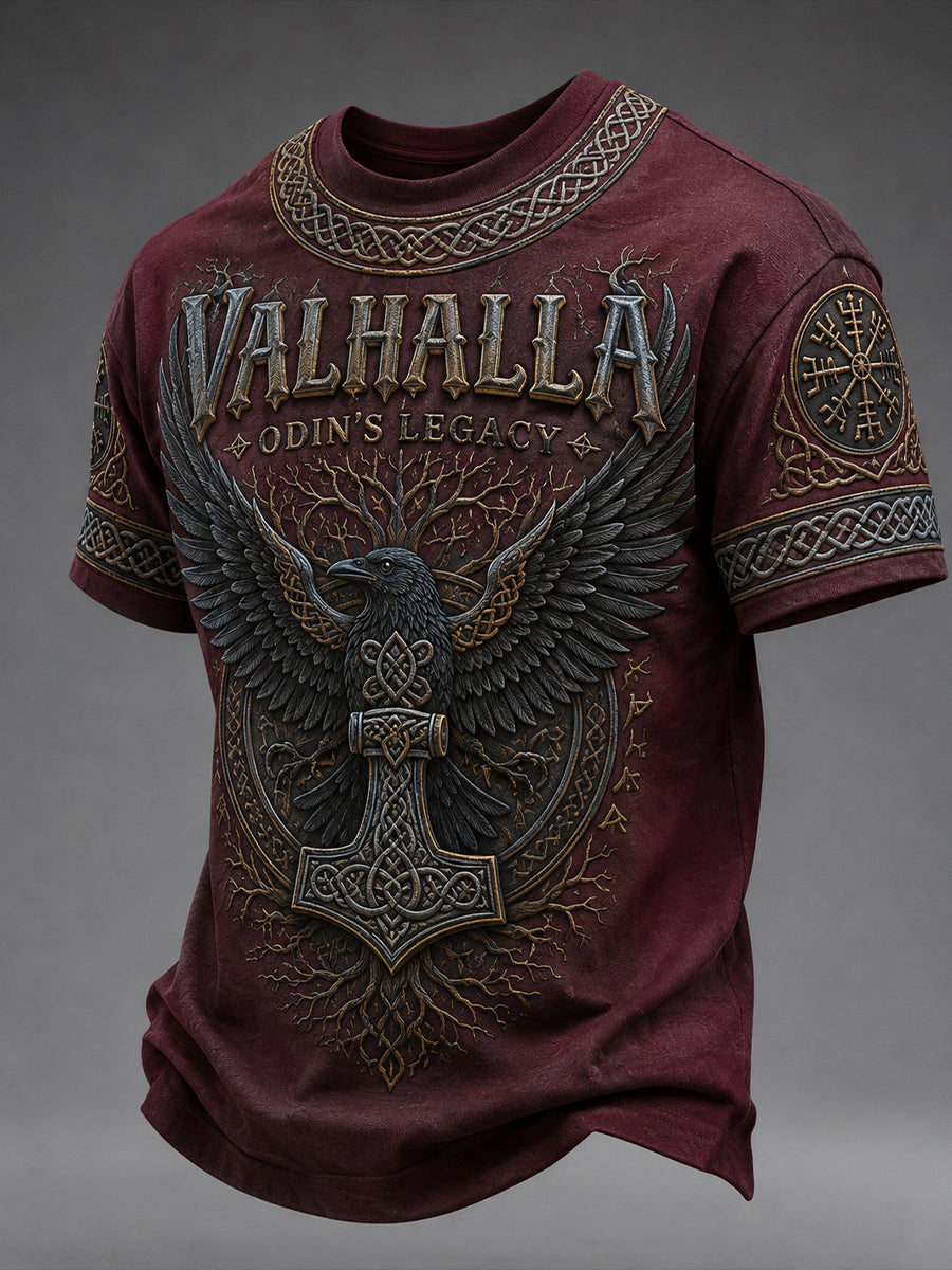 Men's Retro Viking Element Print Short-Sleeve T-Shirt