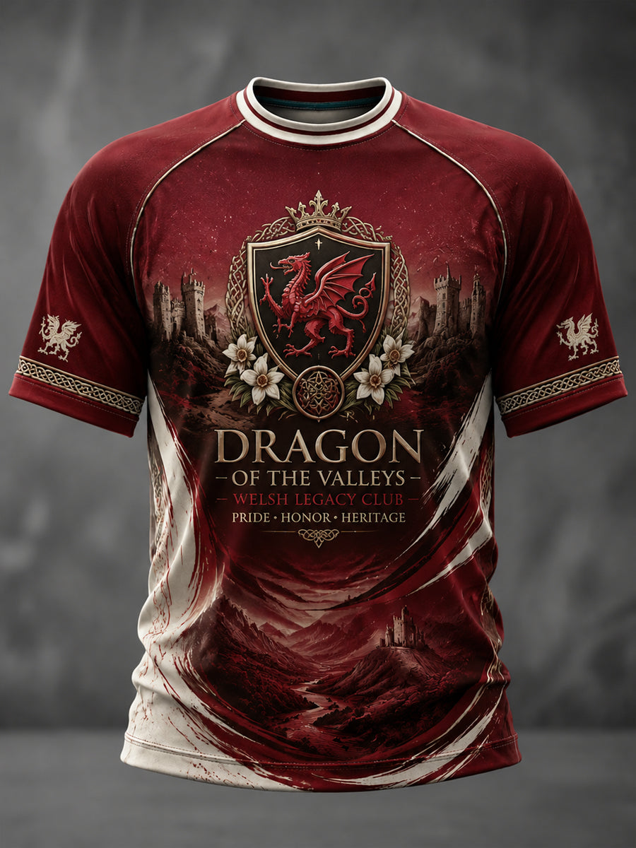 Men's Welsh Dragon Printed Casual Short Sleeves T-shirt