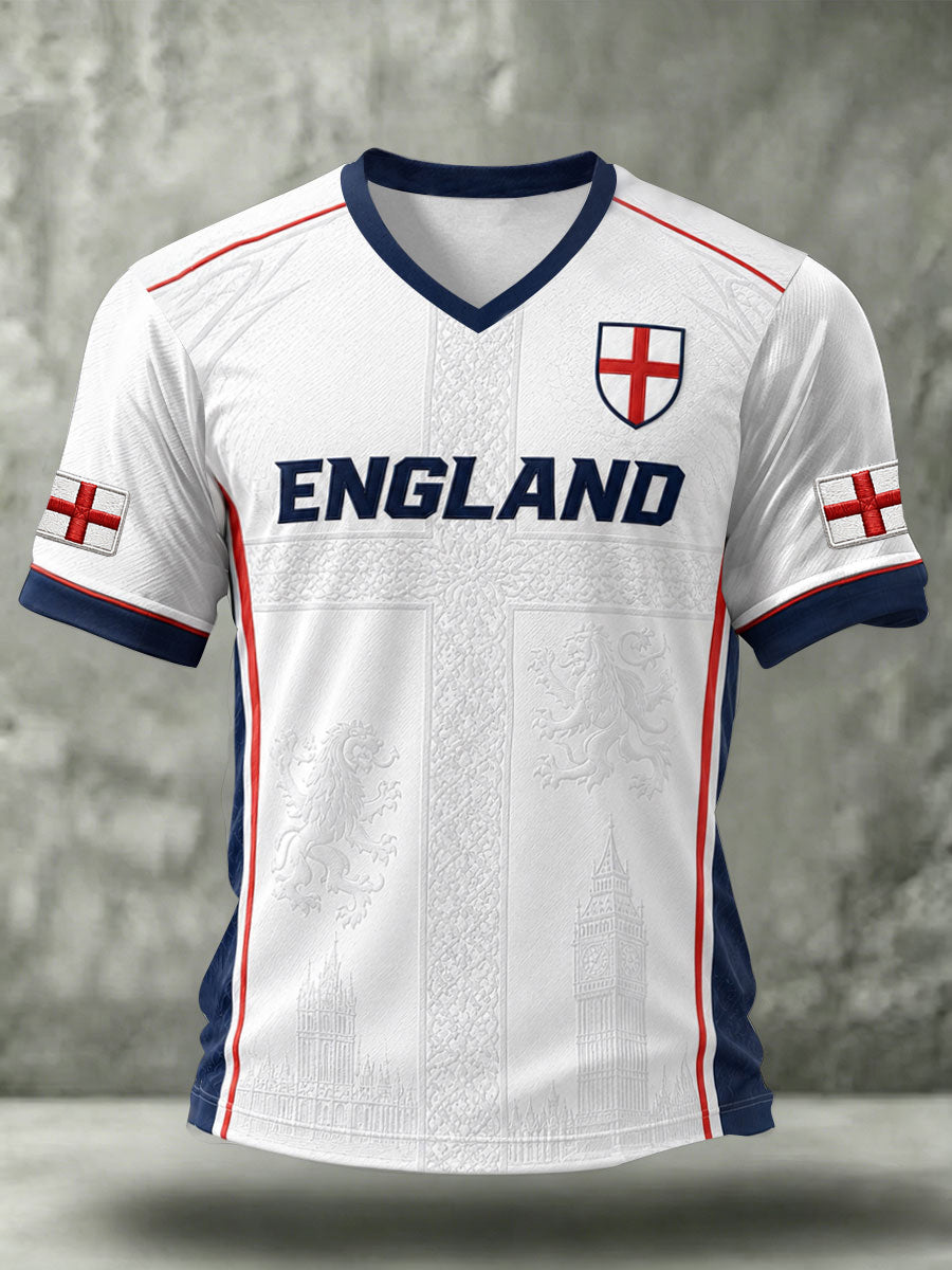 Men's Gift For Football Fans Print Casual V-neck T-shirt