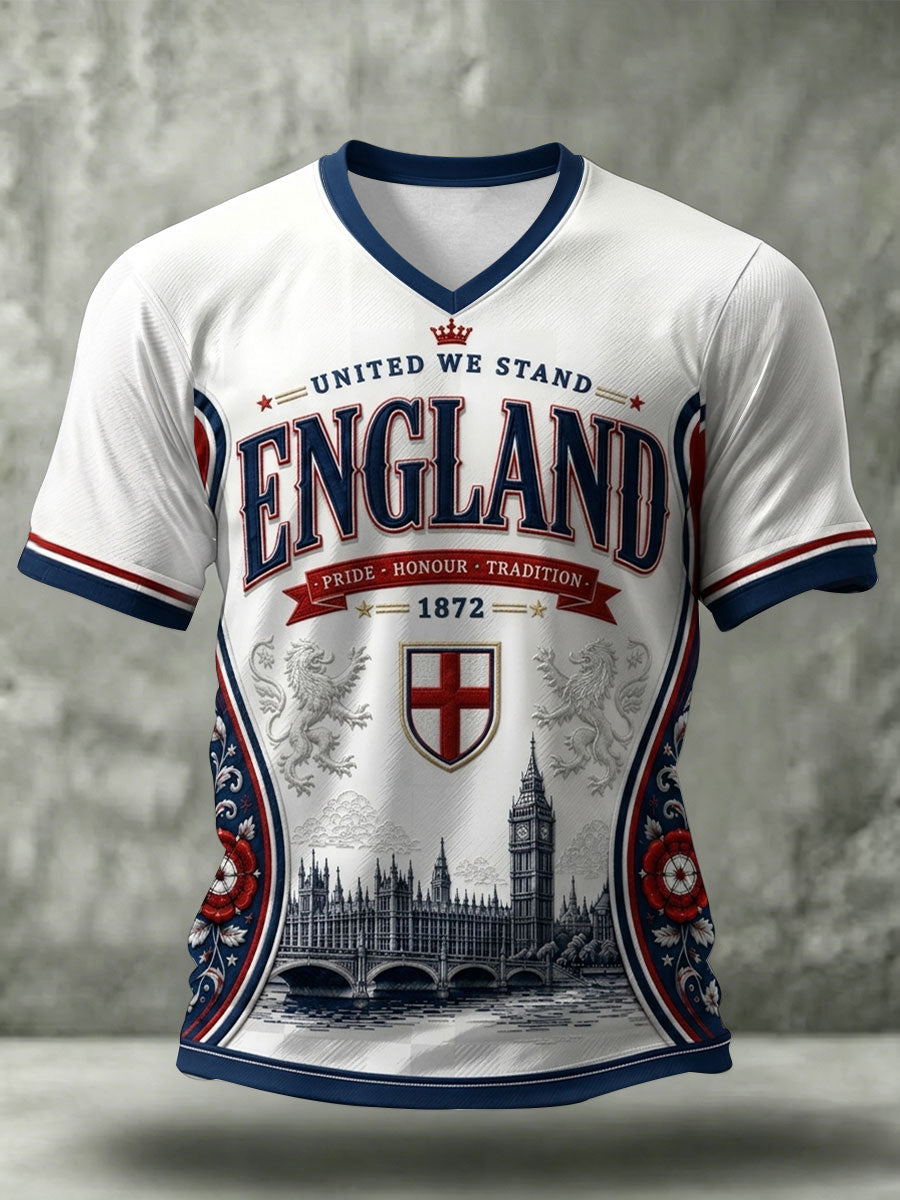Men's Gift For Football Fans Print Casual V-neck T-shirt