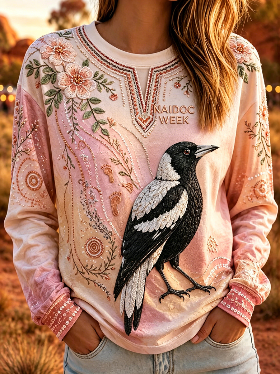 Women's Australian Naidoc Week Round Neck Long Sleeve T-Shirt