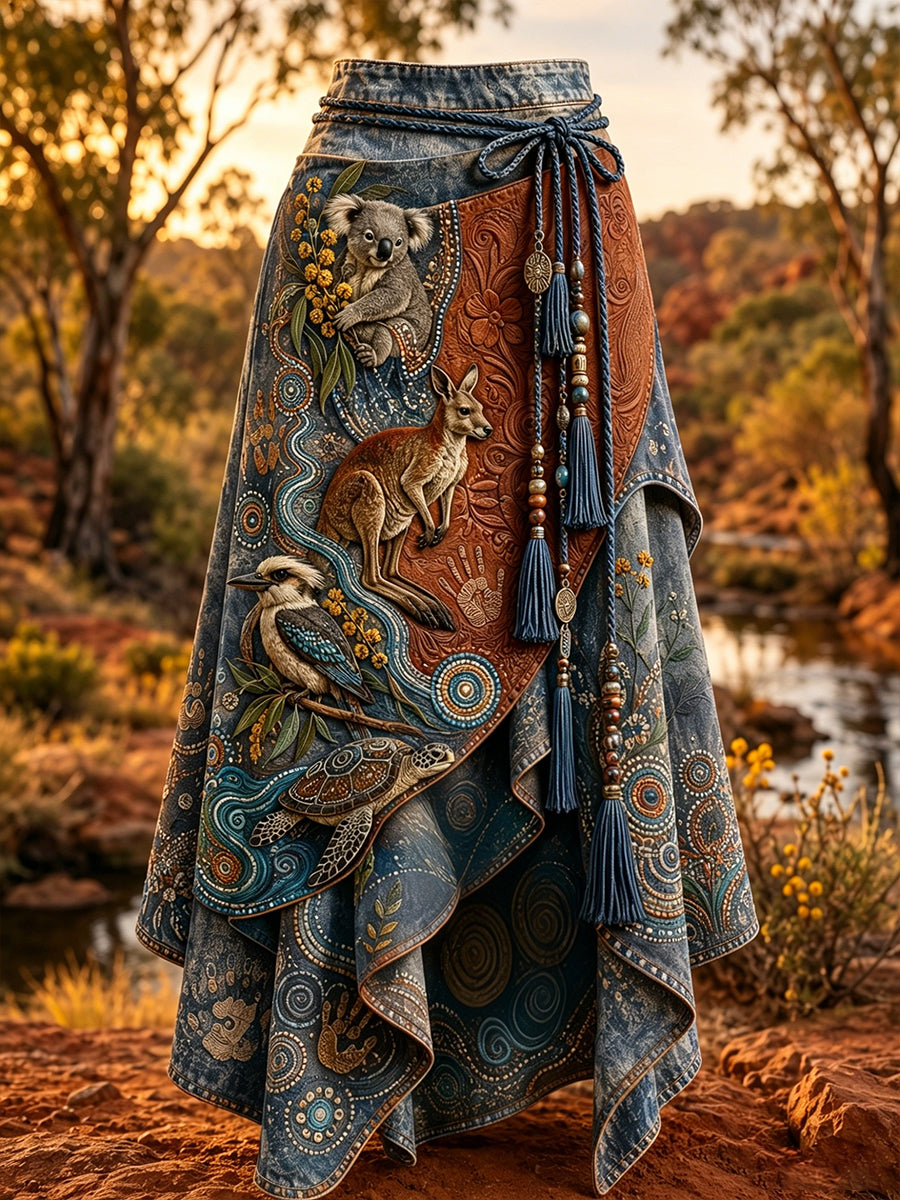 Women's Western Art Printed Irregular Skirt