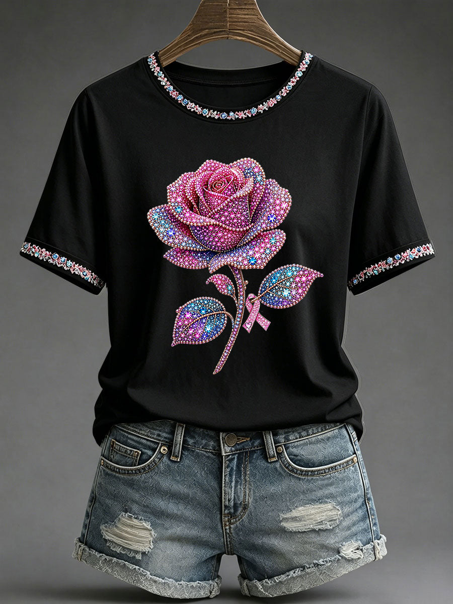 Women's Breast Cancer Awareness Print Casual T-Shirt