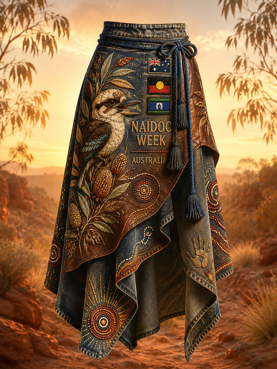 Women's Australia Naidoc Week Art Printed Irregular Skirt
