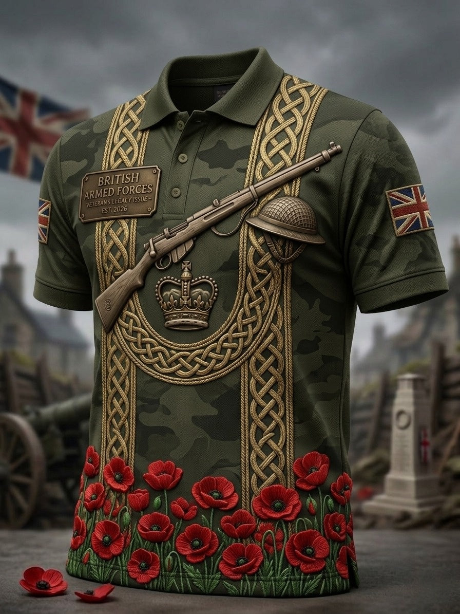 Men's British Veteran Print polo t-shirt