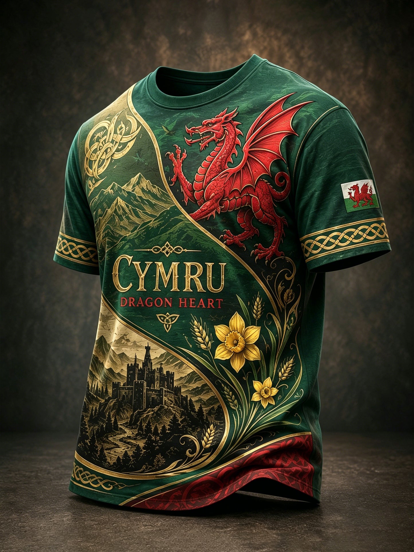 Men's Welsh Cultural Element Art Print T-Shirt