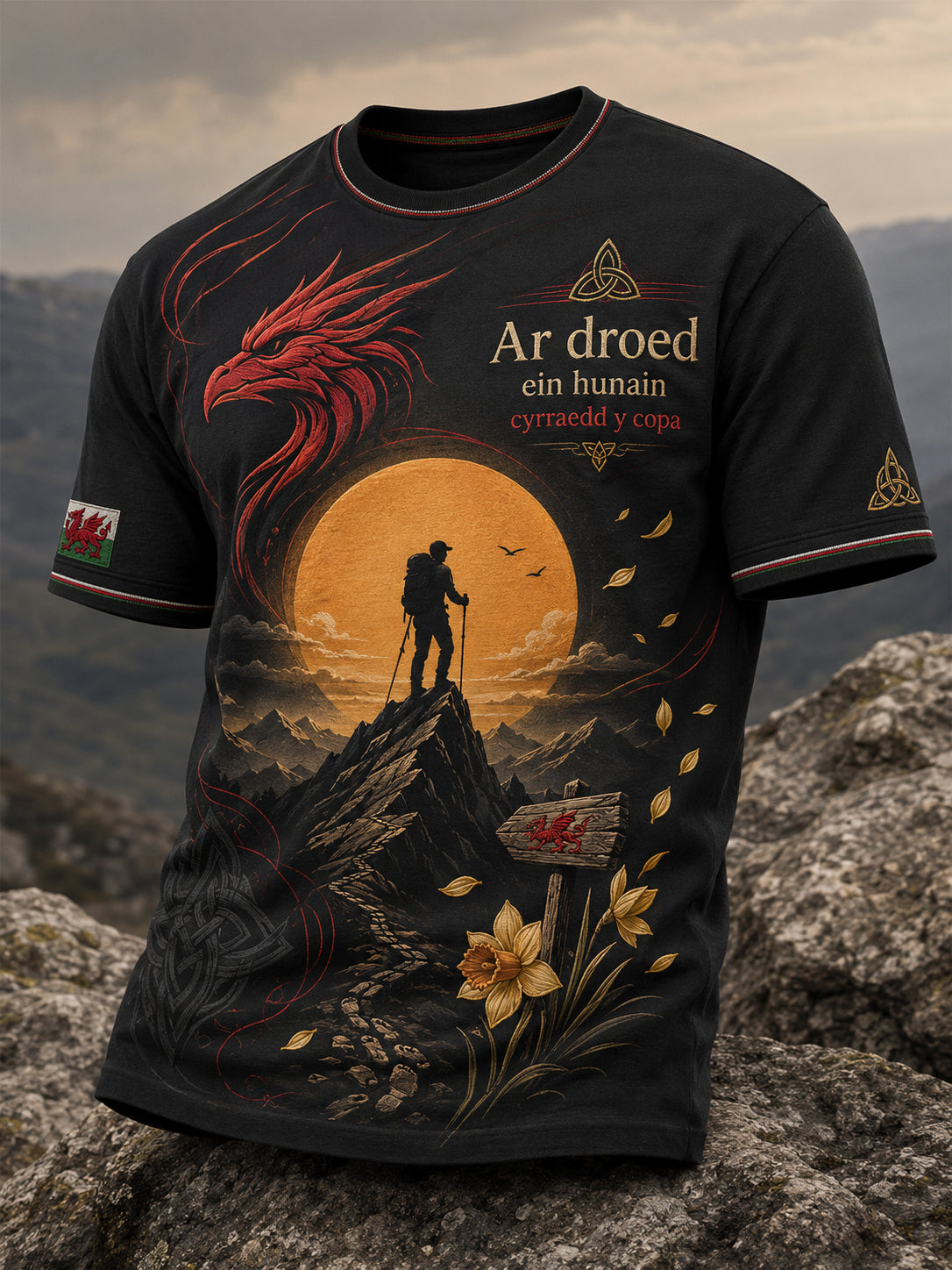 Men's Wales Outdoor Running Art Print T-Shirt