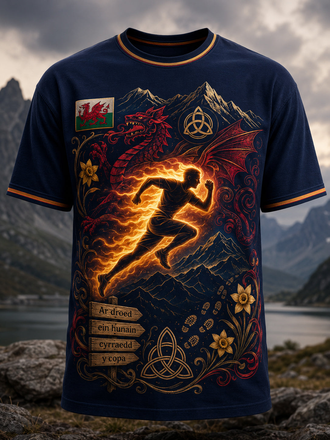 Men's Wales Outdoor Running Art Print T-Shirt