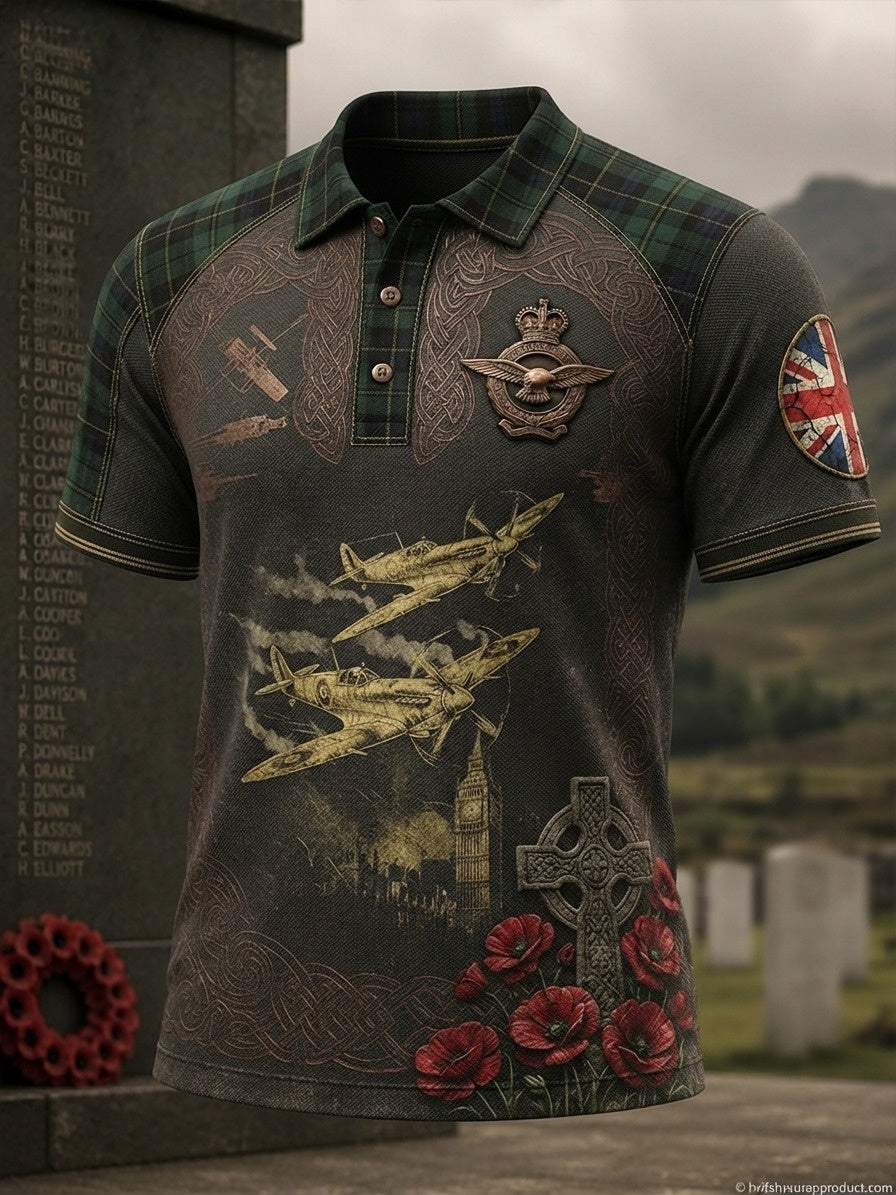 Men's British veteran print polo shirt