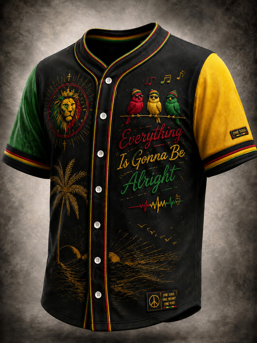 Retro Reggae Lion Patchwork Casual Shirt