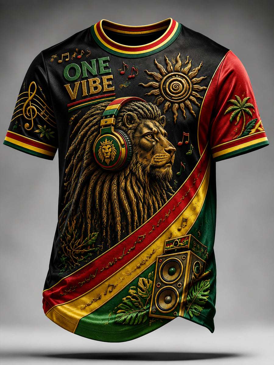 Retro Reggae Lion Patchwork Classic T-Shirt