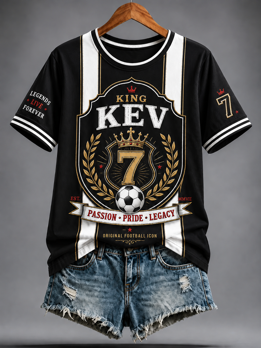 Women's Rip King Kev 7 England Football Lover Printed short-sleeved T-shirt