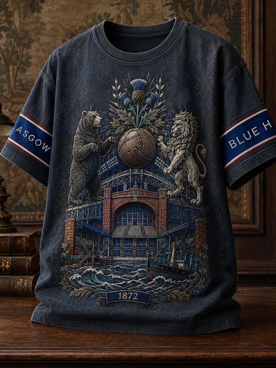 Men's Glasgow Football Lover Art Printed T-shirt