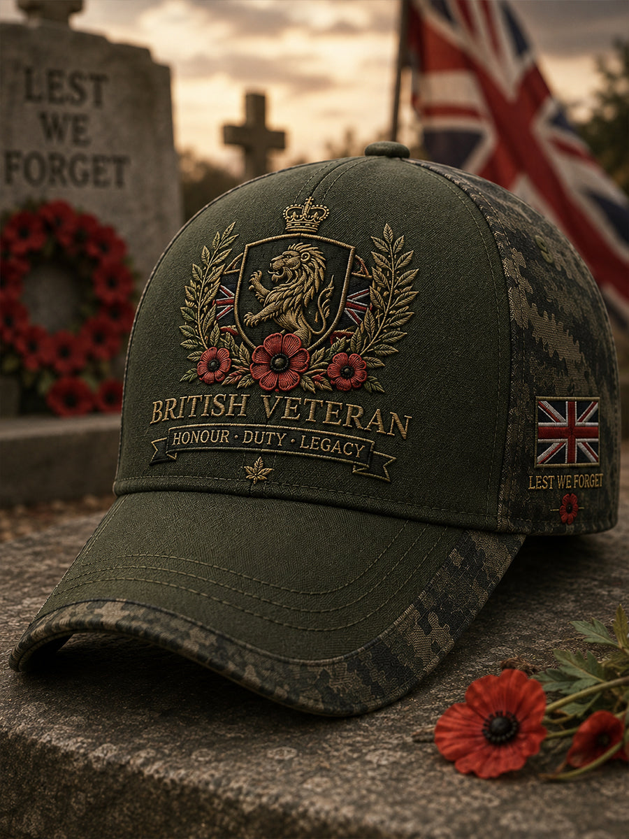 Men's Vintage Military Veteran Commemorative Print Hat