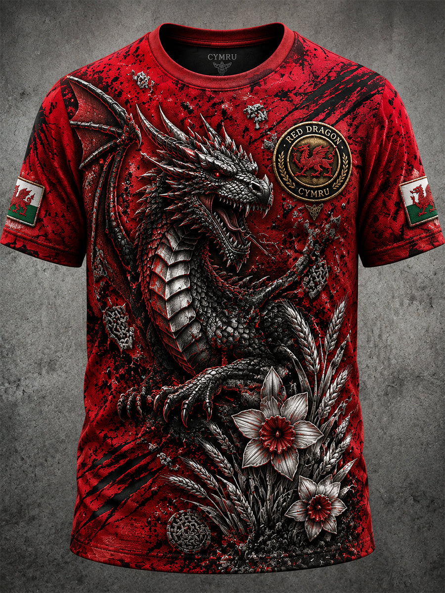 Men's Welsh Ddraig Goch Printed Short-Sleeve T-Shirt
