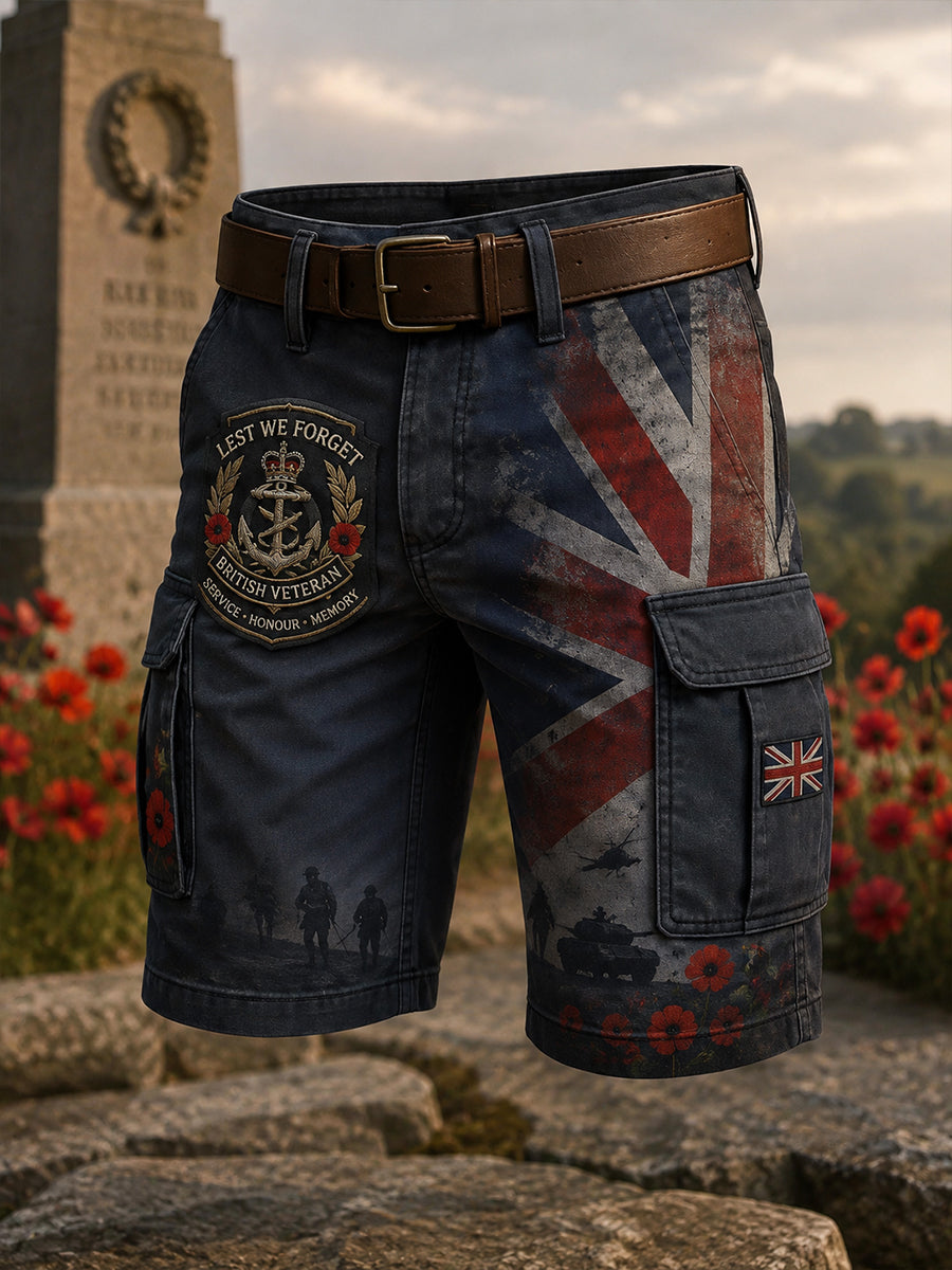 Men's Veteran Memorial Graphic Print Cropped Cargo Pants