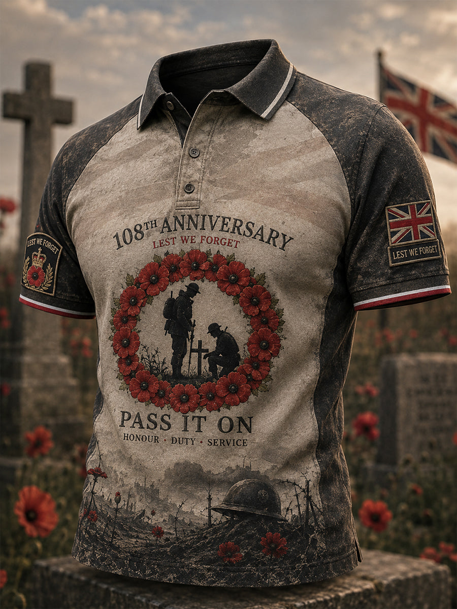 Men's British Remembrance Day Art Print Polo Shirt