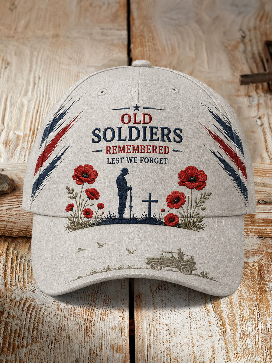 Men's Vintage Military Veteran Commemorative Print Hat