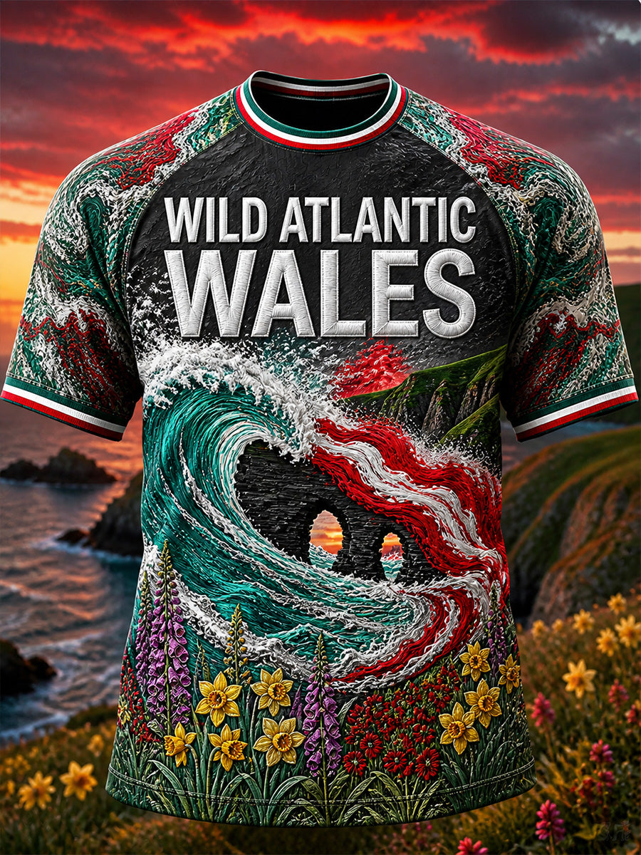 Vintage-Style British Welsh Art Print Casual T-Shirt