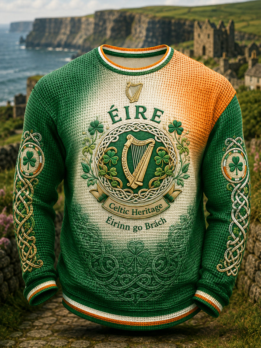 Men's Irish Patriotic Commemoration Waffle Long Sleeve T-Shirt