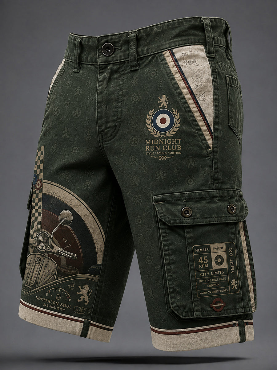 Men's Mods Culture Uk Music Lover Business Style Art Print Casual Shorts