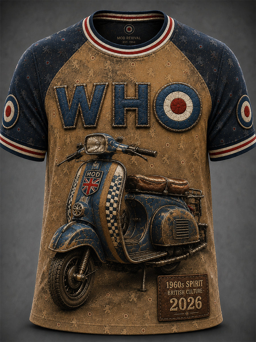 Men's UK Mods Music Lover The Who Printed Short-Sleeved T-Shirt